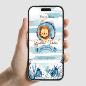 Invitación animada de Baby Shower de Leoncito