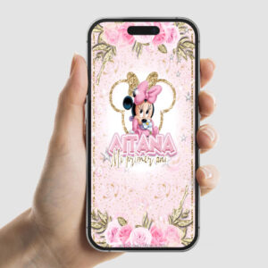 Invitación animada de Minnie Bebé Rose Golden