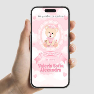Invitación animada de Baby Shower de Osita 3