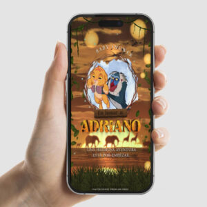Invitación animada de Baby Shower del Rey León