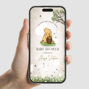 Invitación animada de Baby Shower de winnie the pooh